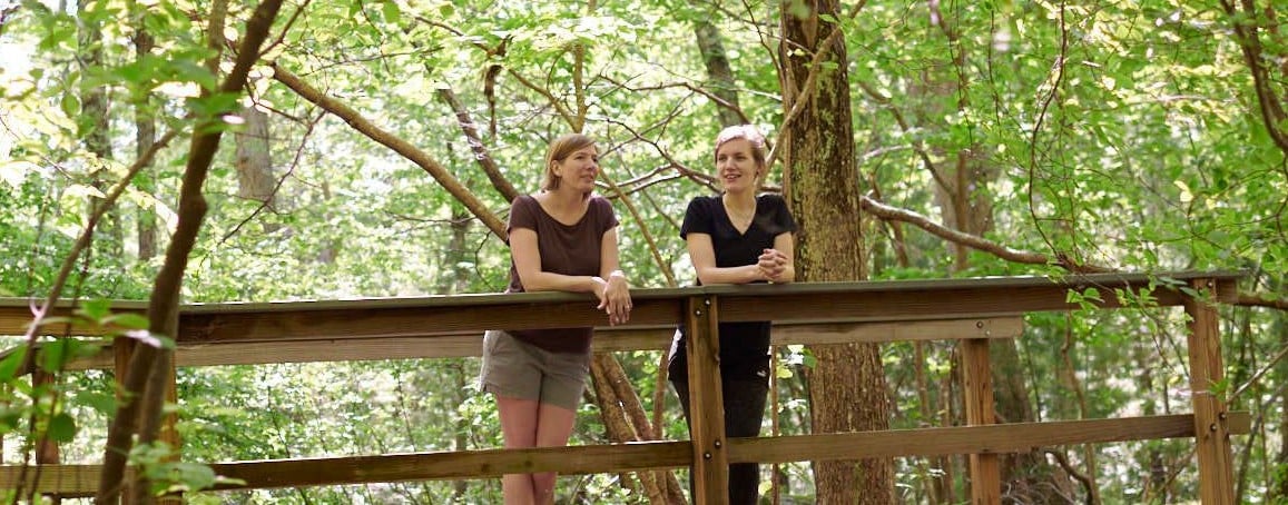 Women on bridge