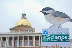 Mass Audubon sign at March for Science Boston