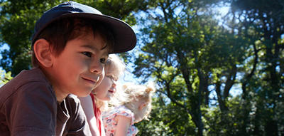 Boy looking out over a pond at Wellfleet
