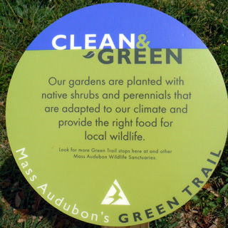 clean and green trail marker at Drumlin Farm Wildlife Sanctuary