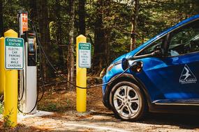 Electric vehicle (EV) charging station at a Mass Audubon wildlife sanctuary