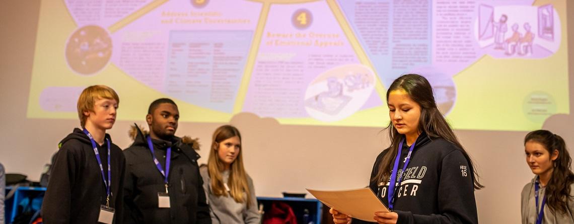 Students presenting youth climate summit © Phil Doyle