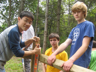 Boy scouts helping with a fence at Drumlin Farm Wildlife Sanctuary