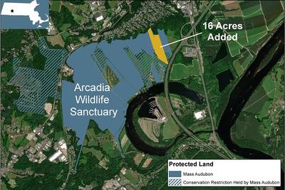 A map showing the now-protected Bercume property that was added to Arcadia Wildlife Sanctuary