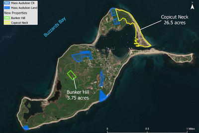 Map of Mass Audubon properties on Cuttyhunk Island