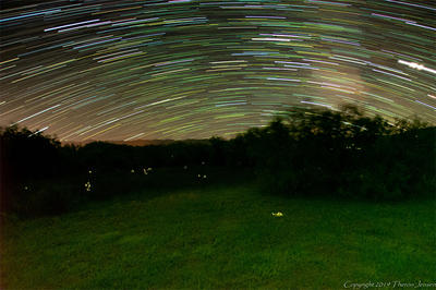Timelapse image of fireflies in a field in Idaho © Theron Jensen