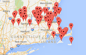 Google map of Massachusetts