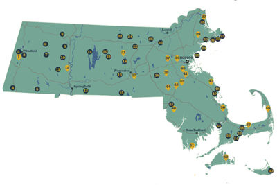Mass Audubon 2019 statewide map of wildlife sanctuaries
