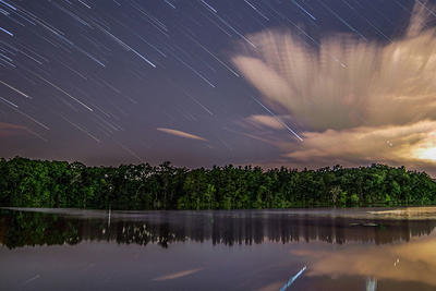 Star trail over lake in Natick © Sean Henderson