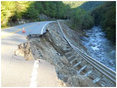 storm damaged road