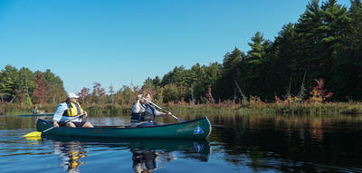 Two adults in a canoe