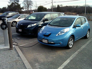 Electric car charging station at Mass Audubon Joppa Flats Education Center