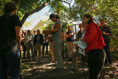 Teachers standing in a group outside