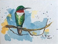 Framed, Original Hummingbird Painting