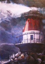 Framed Original Lighthouse Painting