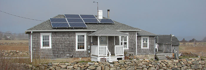 PV array on the roof of the Allens Pond field station