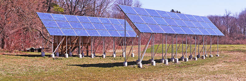 Ground-mounted solar arrays at Arcadia Wildlife Sanctuary