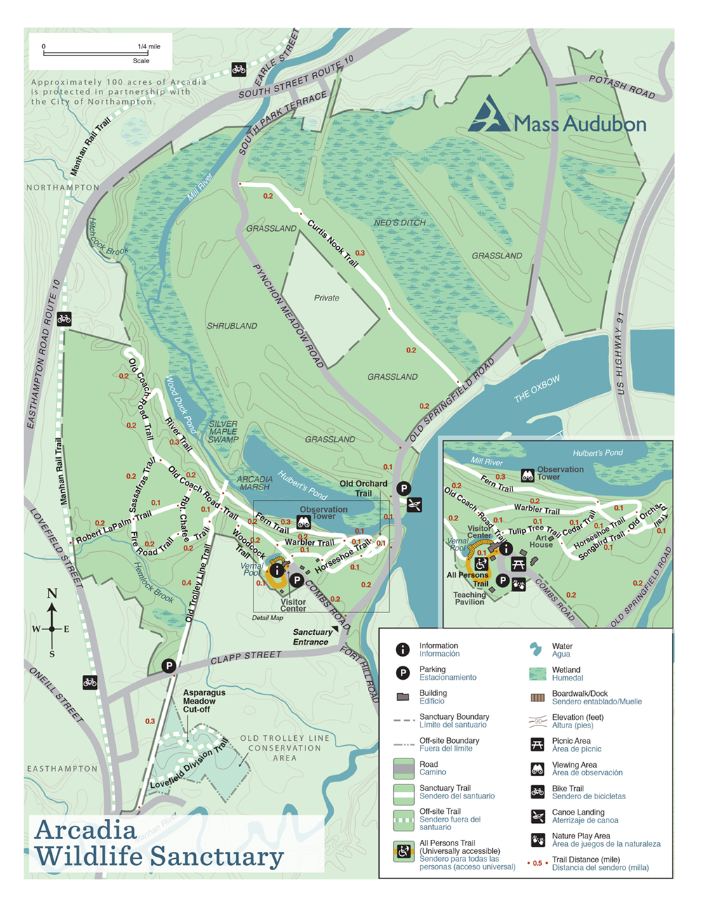 Arcadia Wildlife Sanctuary trail map in full color