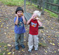 Two preschool children at Mass Audubon Aracdia Wildlife Sanctuary
