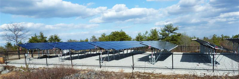 Ground-mounted solar arrays at Blue Hills Trailside Museum