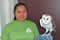 Volunteer Hilary Hor with Trailside's Barn Owl