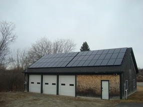 Garage roof PV arrary at the Boston Nature Center.