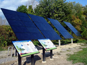 Pole mounted solar arrays at The Boston Nature Center