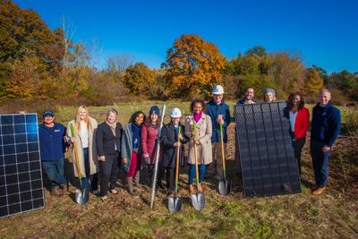 Mass Audubon staff & city officials at the groundbreaking event for BNC's new solar array