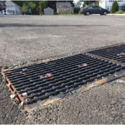 A close look at one of three stormwater grate capture systems