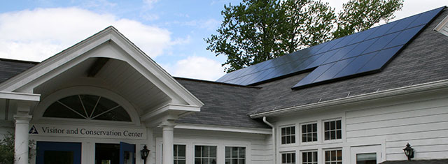 roof mounted solar panels at Mass Audubon Broad Meadow Brook Wildlife Sanctuary