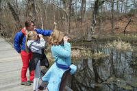 Kids exploring & birding at Broadmoor in March