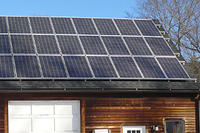 Solar panels on garage roof