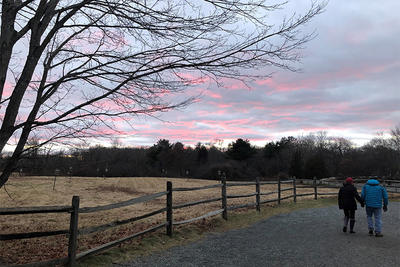 Winter sunset on a trail at Broadmoor