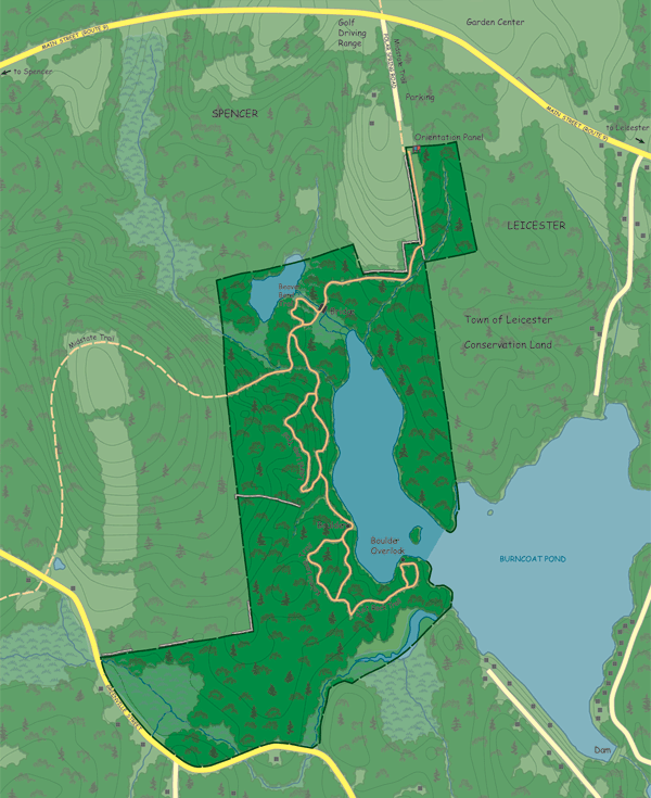 Burncoat Pond Wildlife Sanctuary Trail Map
