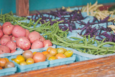 Closeup of Drumlin Farm Stand in summer
