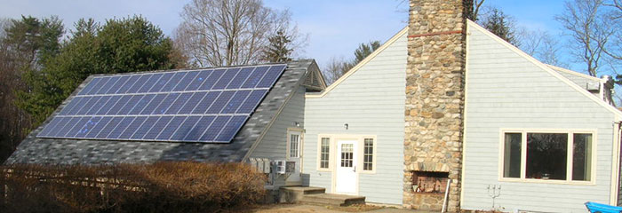 solar array on Drumlin Farm nature center roof