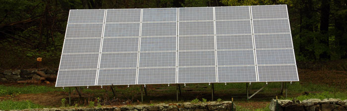 Ground mounted solar array at Endicott Wildlife Sanctuary