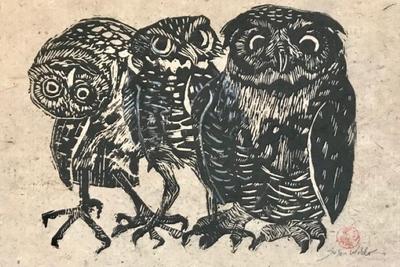 Three wise men lino print by Susan Wilder