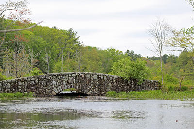 Stone bridge in summer at Ipswich River Wildlife Sanctuary