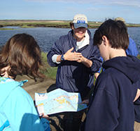 Naturalist with students at Joppa Flats Education Center