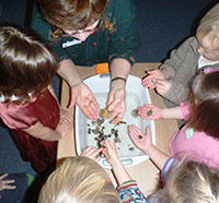 Preschool students learning about marine invertebrates