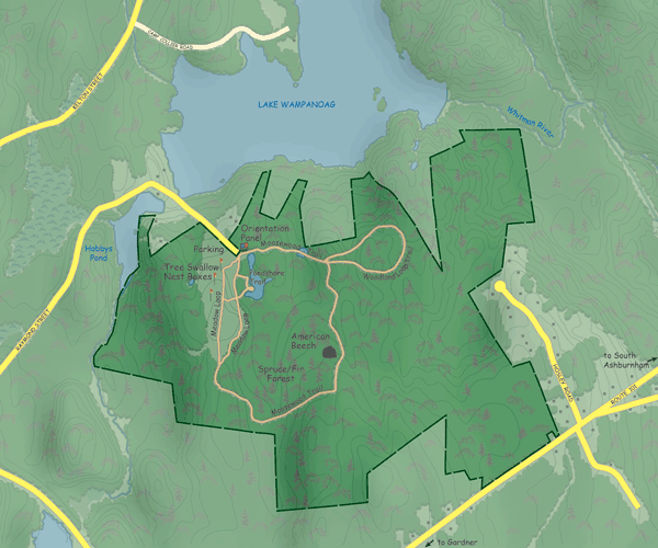 Lake Wampanoag trail map
