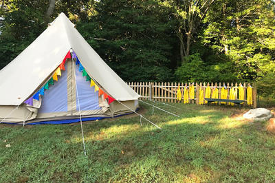 Outdoor tent shelter for Long Pasture Nature Preschool Explorers