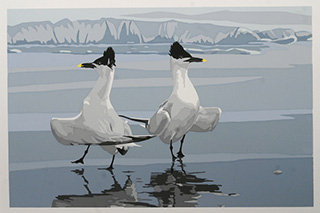  Do-se-do with your partner (Sandwich terns), by Anne S. Faust, silkscreen, 2009. ©Anne S. Faust.