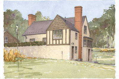 MABA Gallery exterior © Barry Van Dusen, watercolor, 2016
