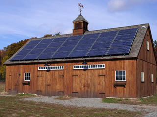 CSA barn with solar panels at Mass Audubon Moose Hill Wildlife Sanctuary
