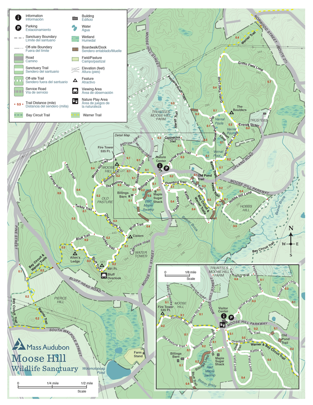 Moose Hill trail map in full color