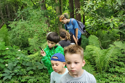 Campers on a trail at Canoe Meadows