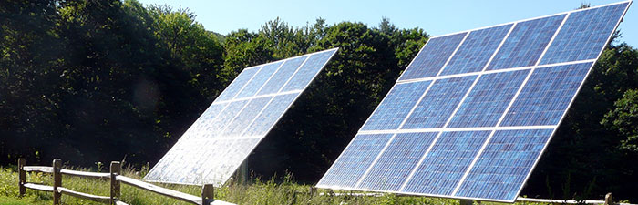 ground mounted solar arrays at Mass Audubon Pleasant Valley Wildlife Sanctuary