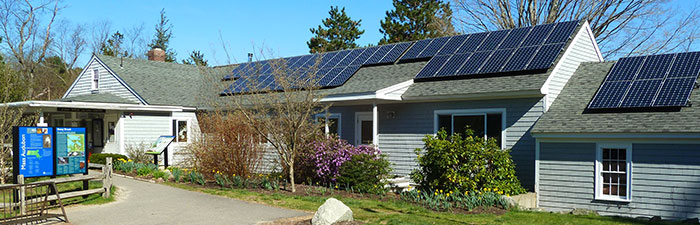 roof mounted solar panels at Mass Audubon Stony Brook Wildlife Sanctuary